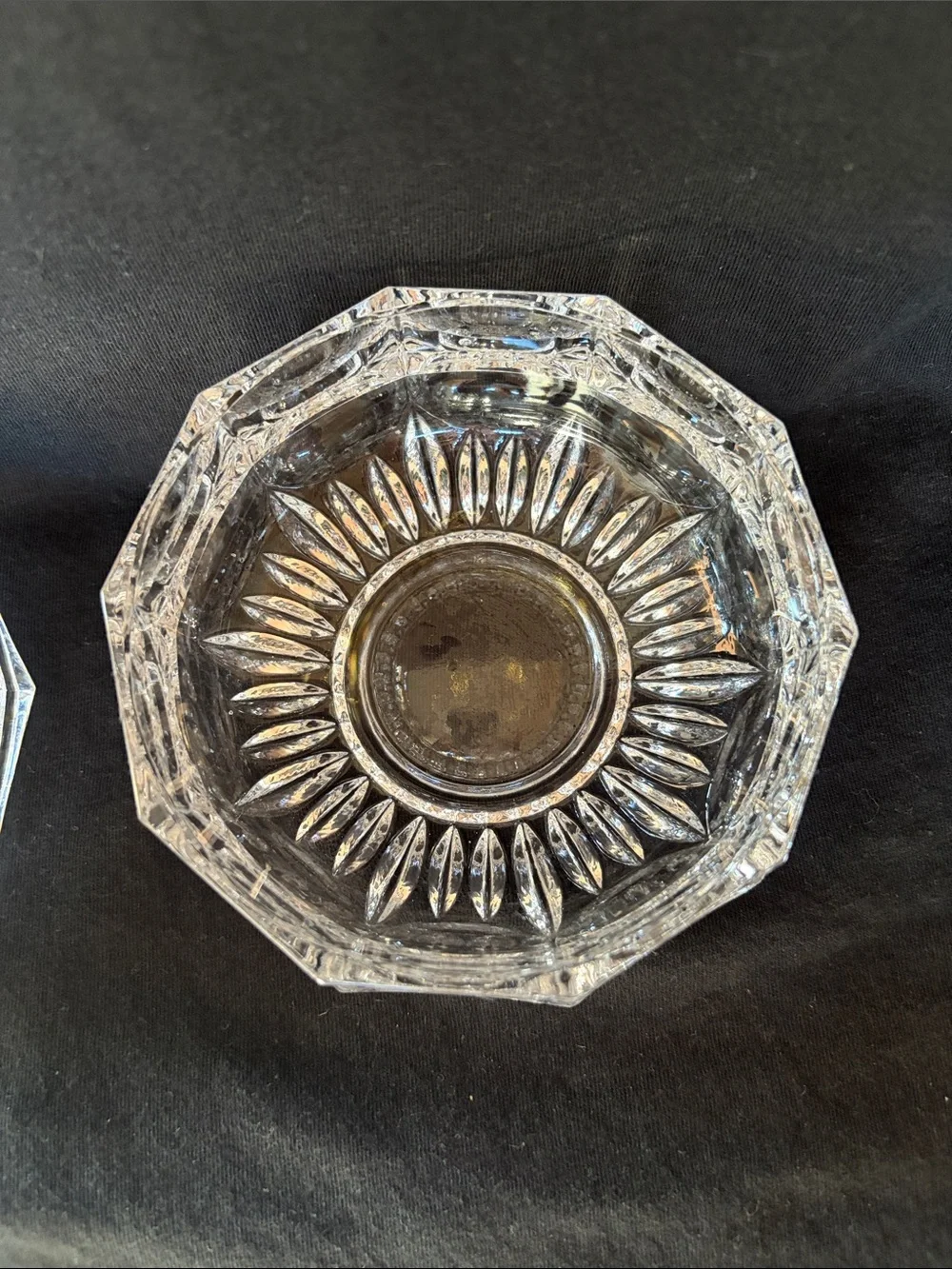 Vintage Crystal cut glass trinket or covered candy dish